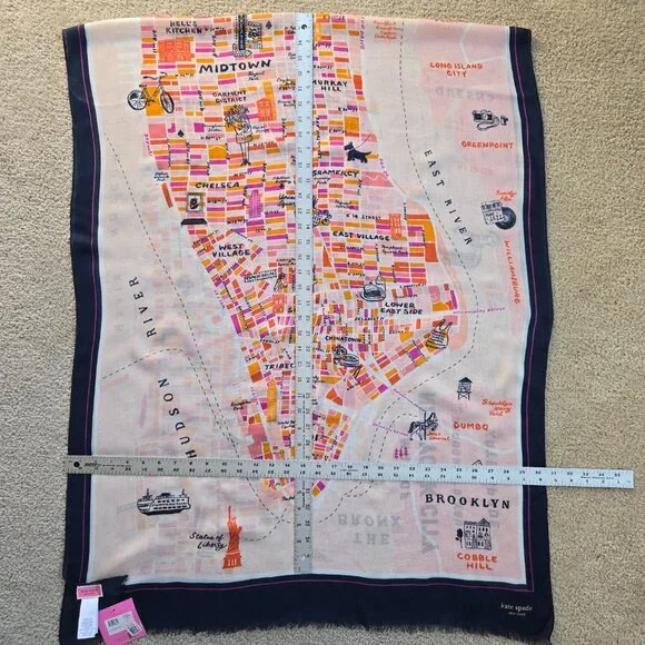 NWT kate spade Map of Manhattan Scarf - Picture 6 of 12